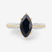 Bids.com 2.39 Carat Genuine Blue Sapphire and White Diamond 10K Yellow Gold Ring Rings