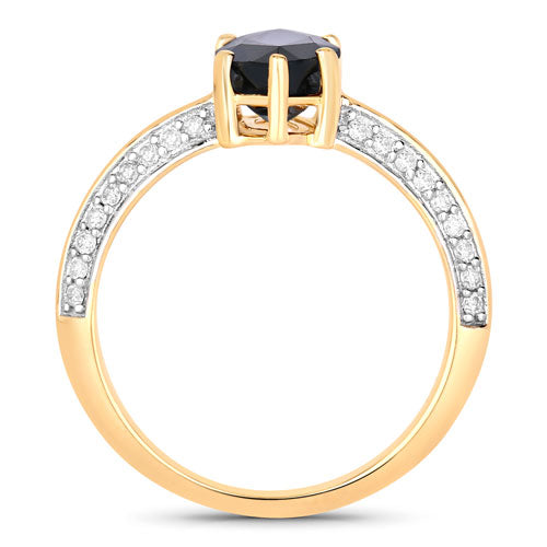 Bids.com 2.39 Carat Genuine Blue Sapphire and White Diamond 10K Yellow Gold Ring Rings