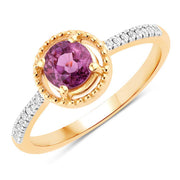 Bids.com 0.92 Carat Genuine Ruby and White Diamond 14K Yellow Gold Ring Rings