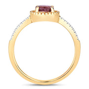 Bids.com 0.92 Carat Genuine Ruby and White Diamond 14K Yellow Gold Ring Rings