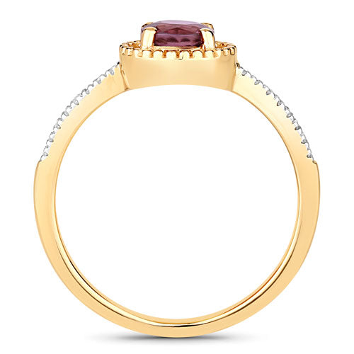 Bids.com 0.92 Carat Genuine Ruby and White Diamond 14K Yellow Gold Ring Rings