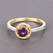 Bids.com 0.92 Carat Genuine Ruby and White Diamond 14K Yellow Gold Ring Rings