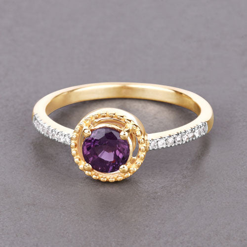 Bids.com 0.92 Carat Genuine Ruby and White Diamond 14K Yellow Gold Ring Rings