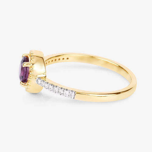 Bids.com 0.92 Carat Genuine Ruby and White Diamond 14K Yellow Gold Ring Rings