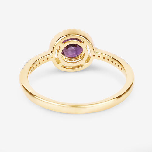 Bids.com 0.92 Carat Genuine Ruby and White Diamond 14K Yellow Gold Ring Rings
