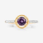 Bids.com 0.92 Carat Genuine Ruby and White Diamond 14K Yellow Gold Ring Rings