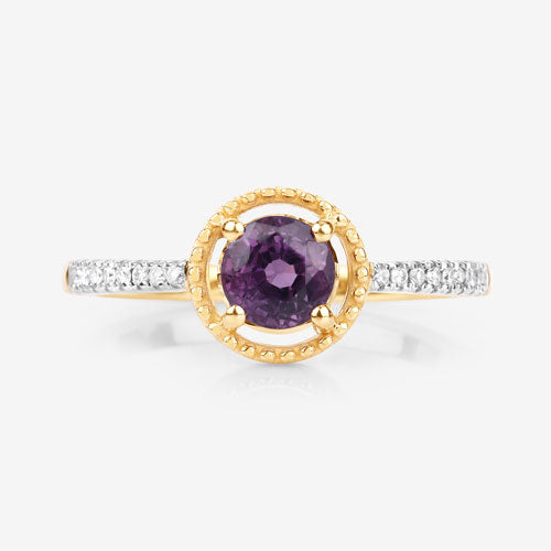 Bids.com 0.92 Carat Genuine Ruby and White Diamond 14K Yellow Gold Ring Rings
