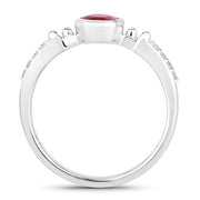 Bids.com 1.00 Carat Genuine Ruby and White Diamond 14K White Gold Ring Rings