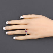 Bids.com 1.00 Carat Genuine Ruby and White Diamond 14K White Gold Ring Rings