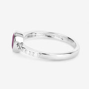Bids.com 1.00 Carat Genuine Ruby and White Diamond 14K White Gold Ring Rings