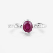 Bids.com 1.00 Carat Genuine Ruby and White Diamond 14K White Gold Ring Rings