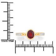 Bids.com 1.00 Carat Genuine Ruby and White Diamond 14K Yellow Gold Ring Rings