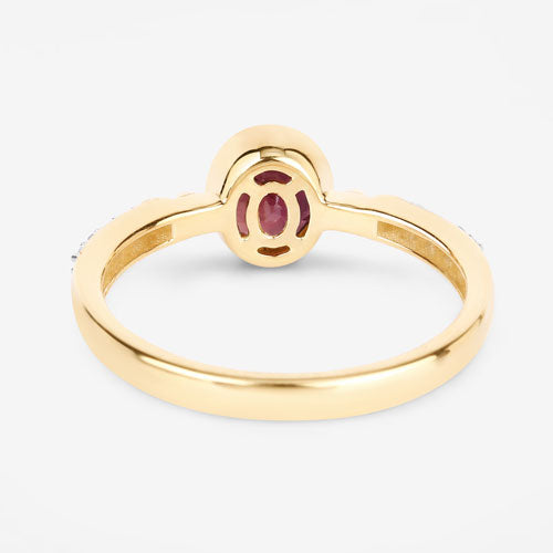 Bids.com 1.00 Carat Genuine Ruby and White Diamond 14K Yellow Gold Ring Rings