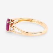Bids.com 0.95 Carat Genuine Ruby and White Diamond 14K Yellow Gold Ring Rings