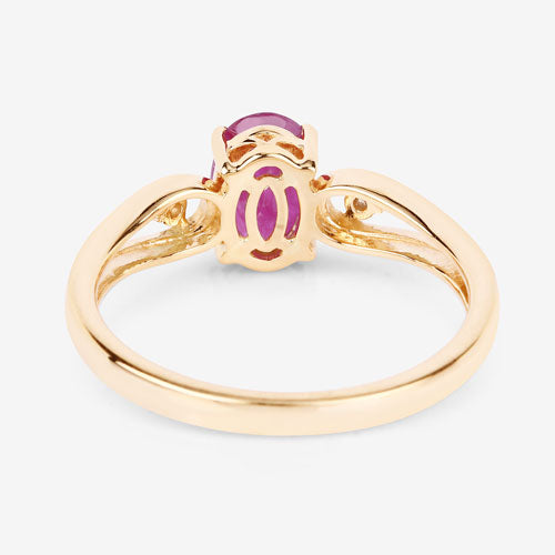 Bids.com 0.95 Carat Genuine Ruby and White Diamond 14K Yellow Gold Ring Rings