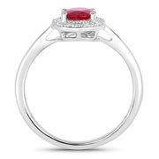 Bids.com 1.06 Carat Genuine Ruby and White Diamond 14K White Gold Ring Rings