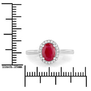 Bids.com 1.06 Carat Genuine Ruby and White Diamond 14K White Gold Ring Rings