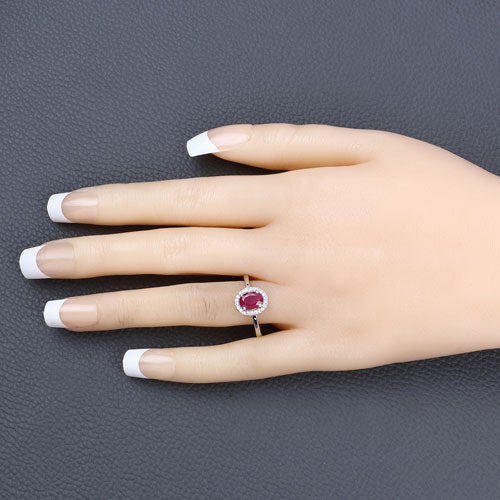 Bids.com 1.06 Carat Genuine Ruby and White Diamond 14K White Gold Ring Rings