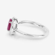 Bids.com 1.06 Carat Genuine Ruby and White Diamond 14K White Gold Ring Rings