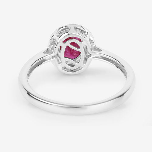 Bids.com 1.06 Carat Genuine Ruby and White Diamond 14K White Gold Ring Rings
