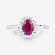 Bids.com 1.06 Carat Genuine Ruby and White Diamond 14K White Gold Ring Rings