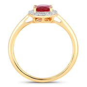 Bids.com 1.06 Carat Genuine Ruby and White Diamond 14K Yellow Gold Ring Rings