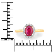 Bids.com 1.06 Carat Genuine Ruby and White Diamond 14K Yellow Gold Ring Rings
