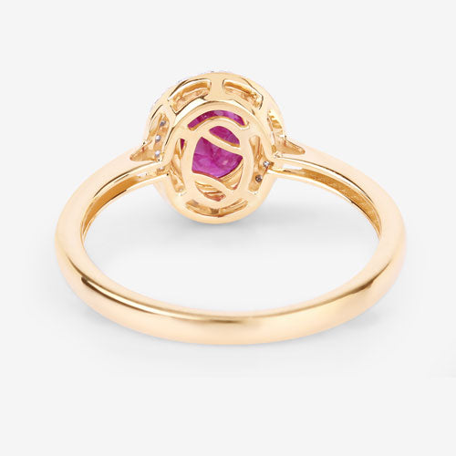 Bids.com 1.06 Carat Genuine Ruby and White Diamond 14K Yellow Gold Ring Rings