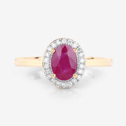 Bids.com 1.06 Carat Genuine Ruby and White Diamond 14K Yellow Gold Ring Rings