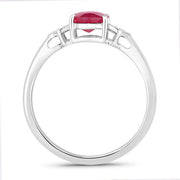 Bids.com 1.22 Carat Genuine Ruby and White Diamond 14K White Gold Ring Rings