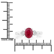 Bids.com 1.22 Carat Genuine Ruby and White Diamond 14K White Gold Ring Rings