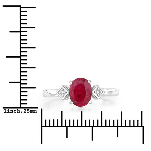 Bids.com 1.22 Carat Genuine Ruby and White Diamond 14K White Gold Ring Rings