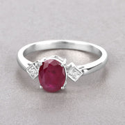 Bids.com 1.22 Carat Genuine Ruby and White Diamond 14K White Gold Ring Rings