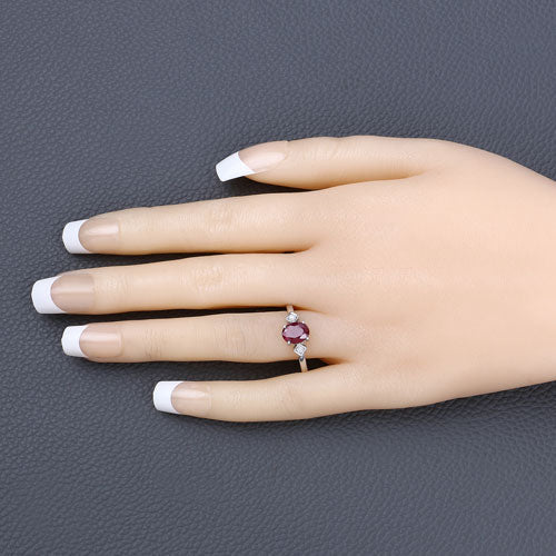 Bids.com 1.22 Carat Genuine Ruby and White Diamond 14K White Gold Ring Rings