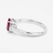 Bids.com 1.22 Carat Genuine Ruby and White Diamond 14K White Gold Ring Rings