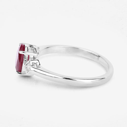 Bids.com 1.22 Carat Genuine Ruby and White Diamond 14K White Gold Ring Rings