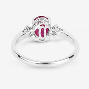Bids.com 1.22 Carat Genuine Ruby and White Diamond 14K White Gold Ring Rings