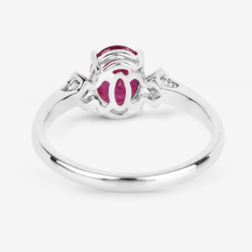 Bids.com 1.22 Carat Genuine Ruby and White Diamond 14K White Gold Ring Rings