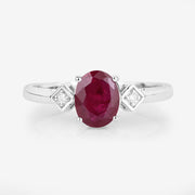 Bids.com 1.22 Carat Genuine Ruby and White Diamond 14K White Gold Ring Rings