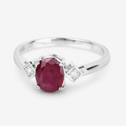 Bids.com 1.22 Carat Genuine Ruby and White Diamond 14K White Gold Ring Rings