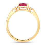 Bids.com 1.22 Carat Genuine Ruby and White Diamond 14K Yellow Gold Ring Rings