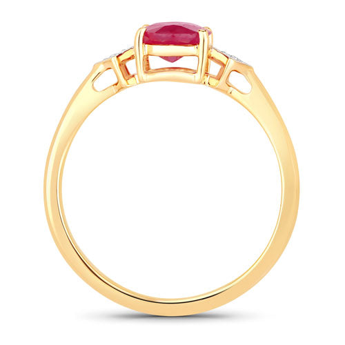 Bids.com 1.22 Carat Genuine Ruby and White Diamond 14K Yellow Gold Ring Rings