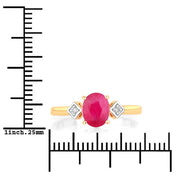 Bids.com 1.22 Carat Genuine Ruby and White Diamond 14K Yellow Gold Ring Rings