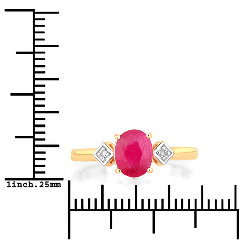 Bids.com 1.22 Carat Genuine Ruby and White Diamond 14K Yellow Gold Ring Rings