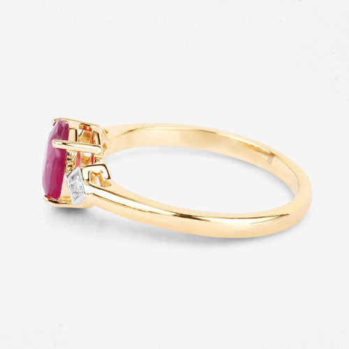 Bids.com 1.22 Carat Genuine Ruby and White Diamond 14K Yellow Gold Ring Rings