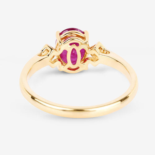 Bids.com 1.22 Carat Genuine Ruby and White Diamond 14K Yellow Gold Ring Rings