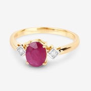 Bids.com 1.22 Carat Genuine Ruby and White Diamond 14K Yellow Gold Ring Rings