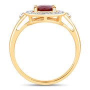 Bids.com 1.67 Carat Genuine Ruby and White Diamond 14K Yellow Gold Ring Rings