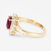 Bids.com 1.67 Carat Genuine Ruby and White Diamond 14K Yellow Gold Ring Rings