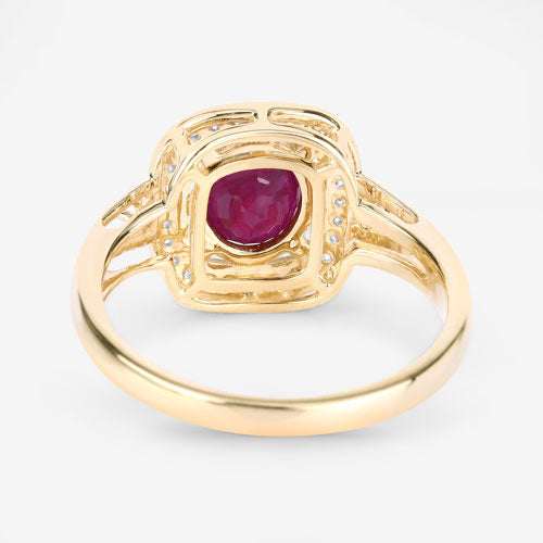 Bids.com 1.67 Carat Genuine Ruby and White Diamond 14K Yellow Gold Ring Rings